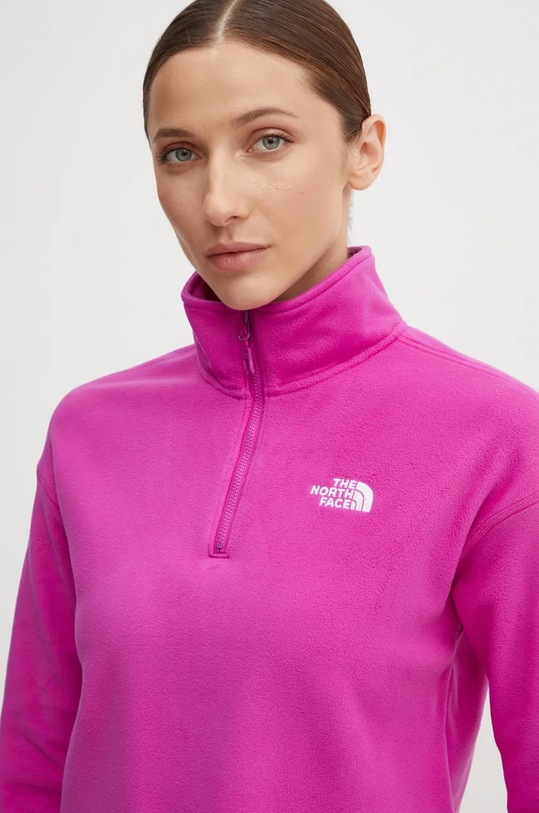 Sportovní mikina The North Face 100 Glacier Cropped 1/4 Zip růžová NF0A855N1I71