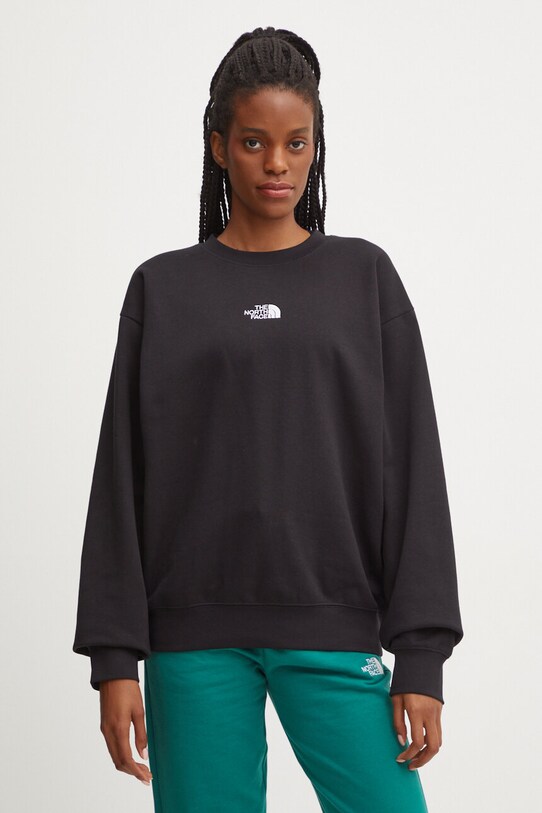 The North Face bluza Essential Crew aplikacja czarny NF0A89EPJK31
