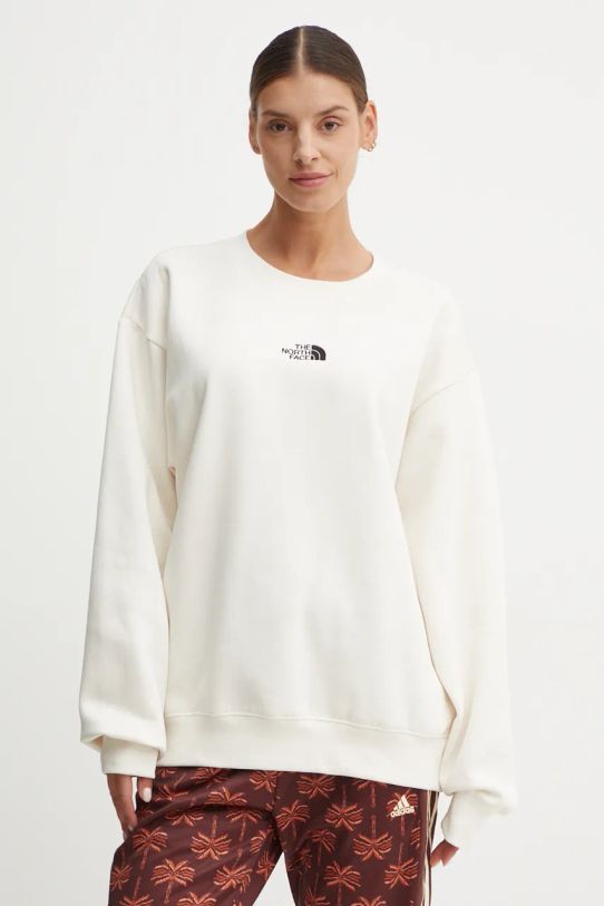 The North Face bluza Essential Crew imprimeu bej NF0A89EPQLI1