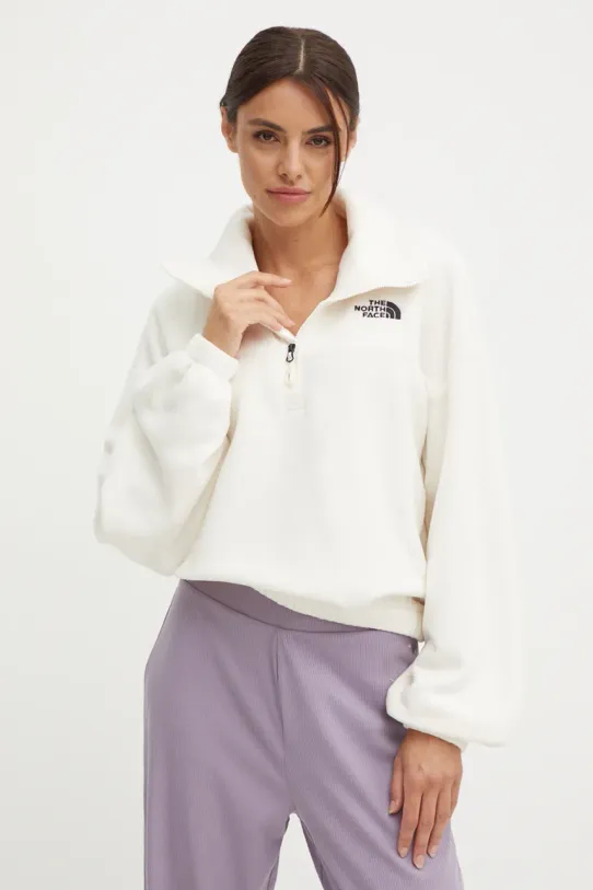 Fleecová mikina The North Face 100 Glacier Half Zip Fleece bez kapuce béžová NF0A89J9QLI1