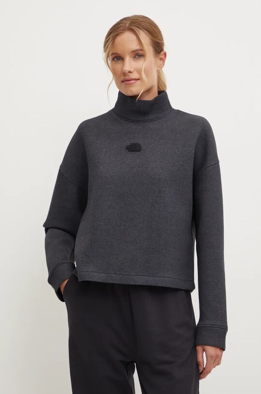 The North Face felső Mock Neck Sweatshirt sima szürke NF0A89C1KS71