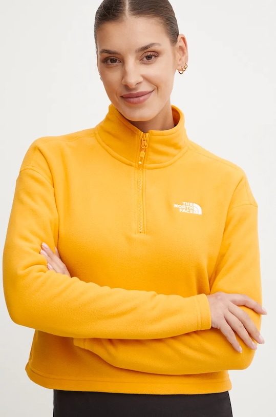 Sportovní mikina The North Face 100 Glacier Cropped žlutá NF0A855N56P1