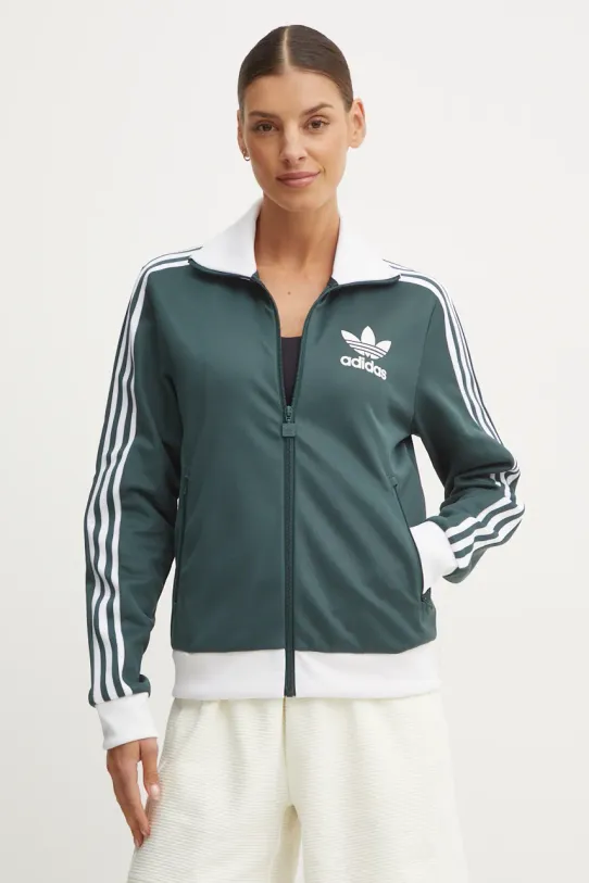 Mikina adidas Originals Adicolor bez kapucne zelená IY2221