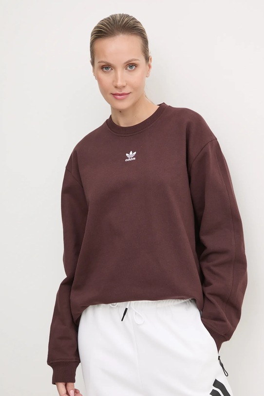 Bavlnená mikina adidas Originals bavlna hnedá IY9632