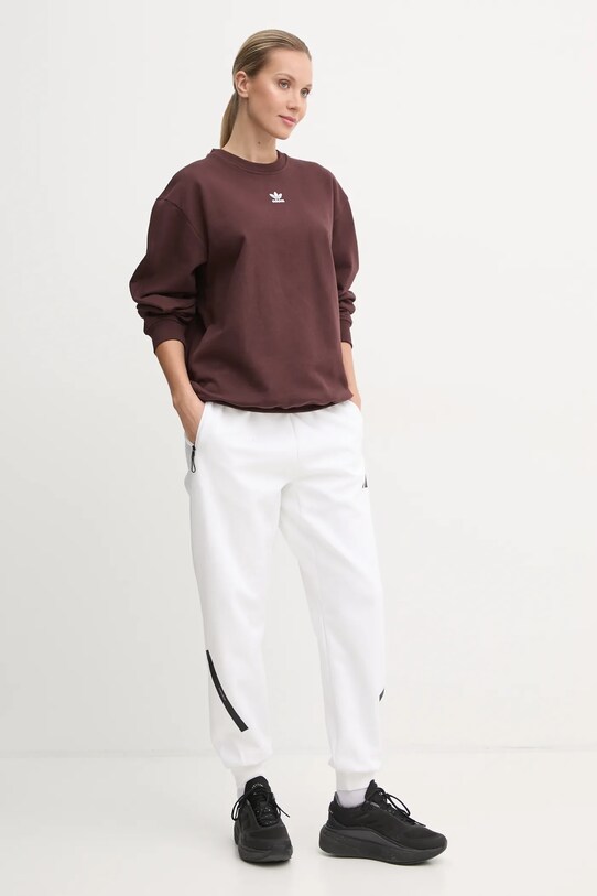 Хлопковая кофта adidas Originals IY9632 коричневый AW24