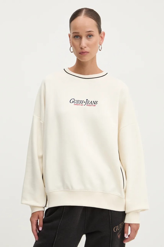 Mikina Guess Jeans bez kapuce béžová W4BQ18.KC811