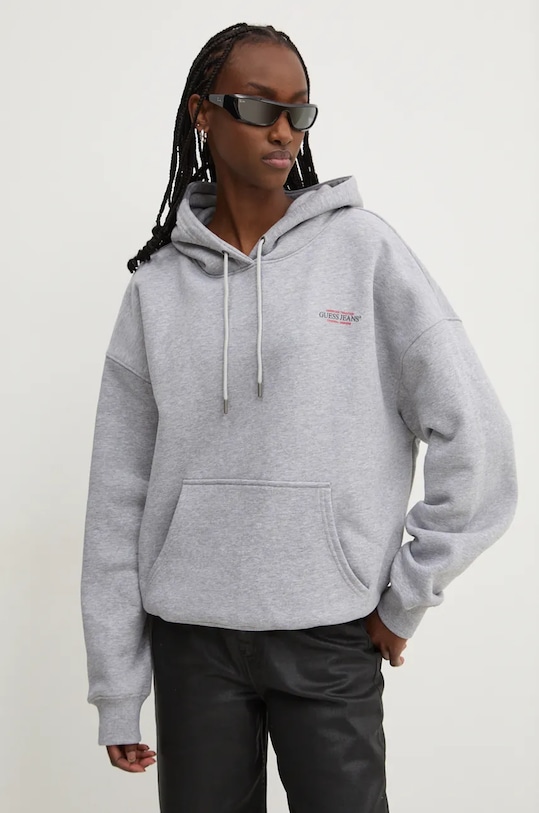 Кофта Guess Jeans з капюшоном сірий W4BQ21.KC811