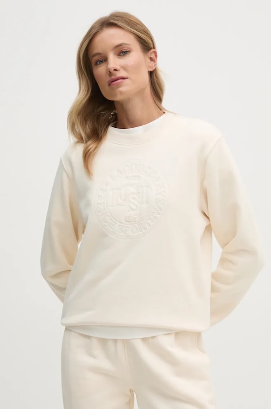 Lacoste bluza bawełniana aplikacja beżowy SF2565