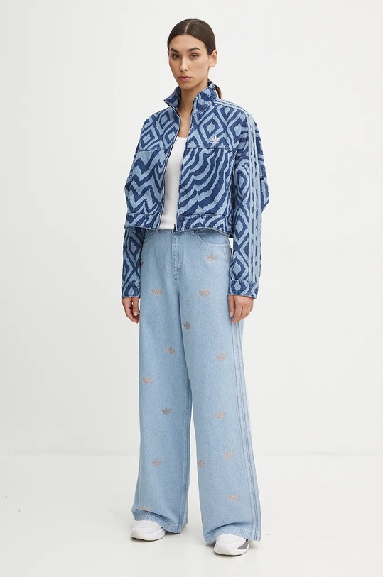 adidas Originals geacă din denim x FARM Rio IW0793 albastru AW24