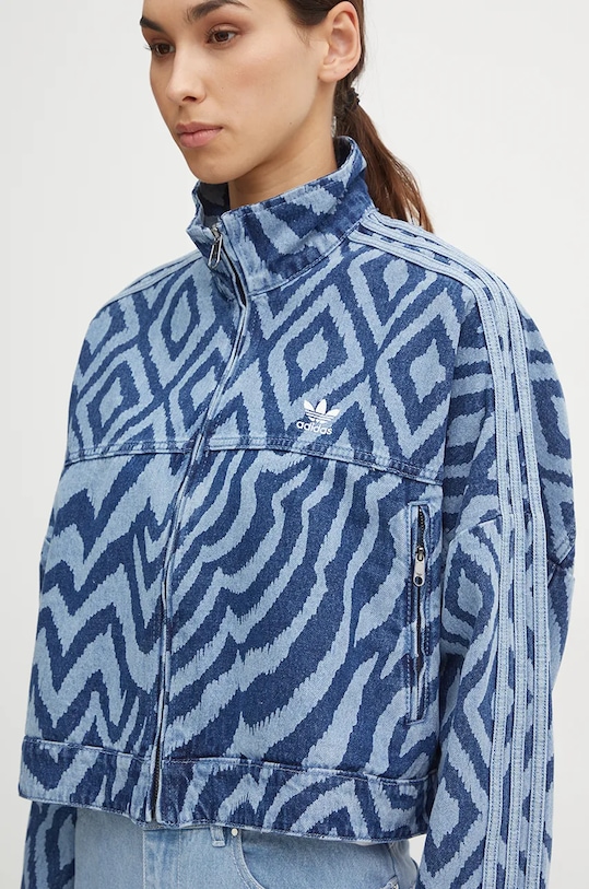 adidas Originals geacă din denim x FARM Rio albastru IW0793