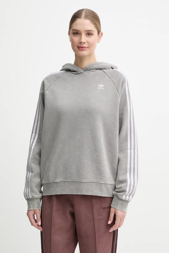 Μπλούζα adidas Originals Wash Hoodie απλικέ γκρί IW3414