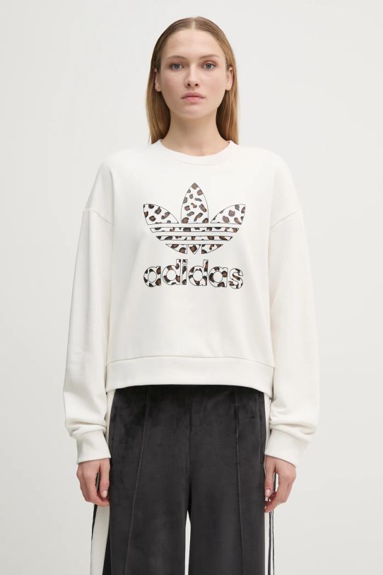 adidas Originals felpa in cotone Leopard Sweat applique bianco IW8477