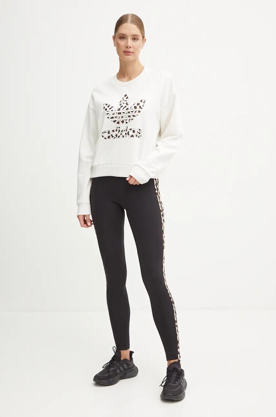 Бавовняна кофта adidas Originals Leopard Sweat IW8477 білий AW24