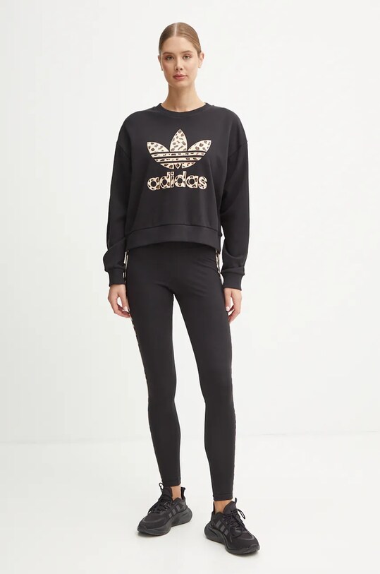 adidas Originals hanorac de bumbac Leopard Sweat IW8480 negru AW24