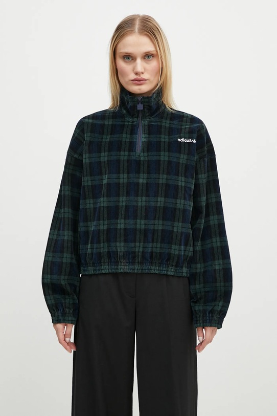 Mikina adidas Originals Tartan Half Zip vzorovaný zelená IX1054