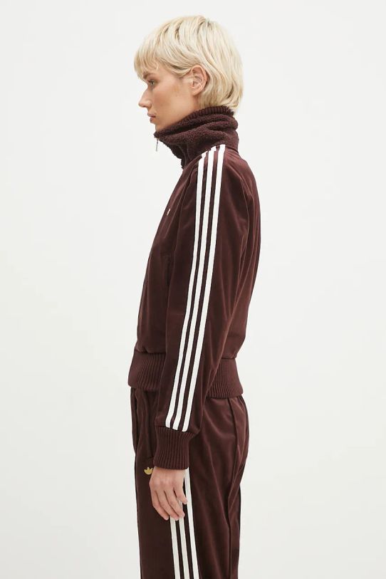 Μπλούζα adidas Originals Velvet Tracktop IX1059 καφέ AW24