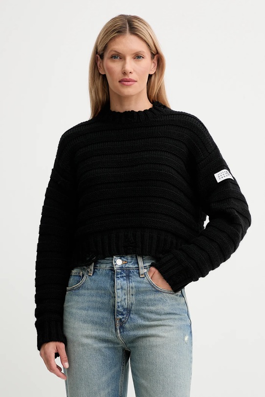 MM6 Maison Margiela wool jumper chunky black S52HL0031.M13040