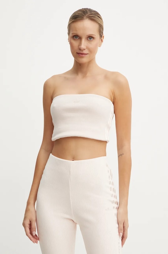 adidas Originals top Femme Galore Rib Tube Top beżowy JN3025