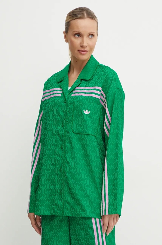 Košeľa adidas Originals 70s Top relaxed zelená JN7659