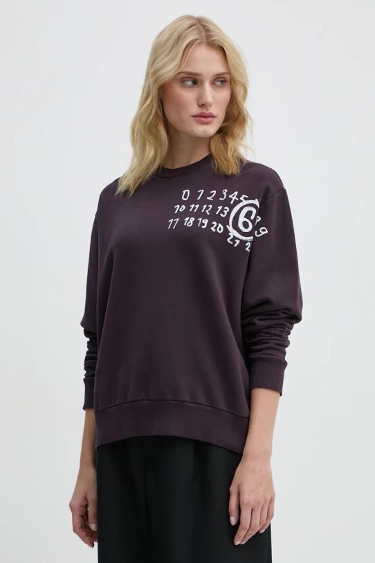 MM6 Maison Margiela felpa in cotone sovrastampa violetto S62GU0132.M25004