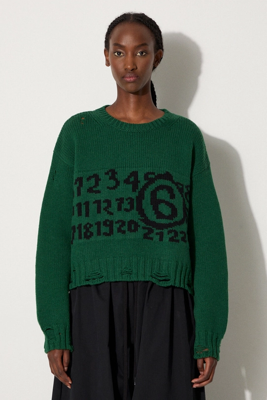 MM6 Maison Margiela wool jumper chunky green S62HL0029.M13074