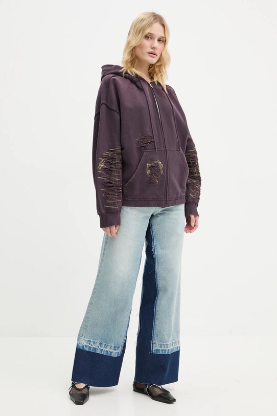 MM6 Maison Margiela bluza bawełniana S62GU0130.M25004 fioletowy AW24