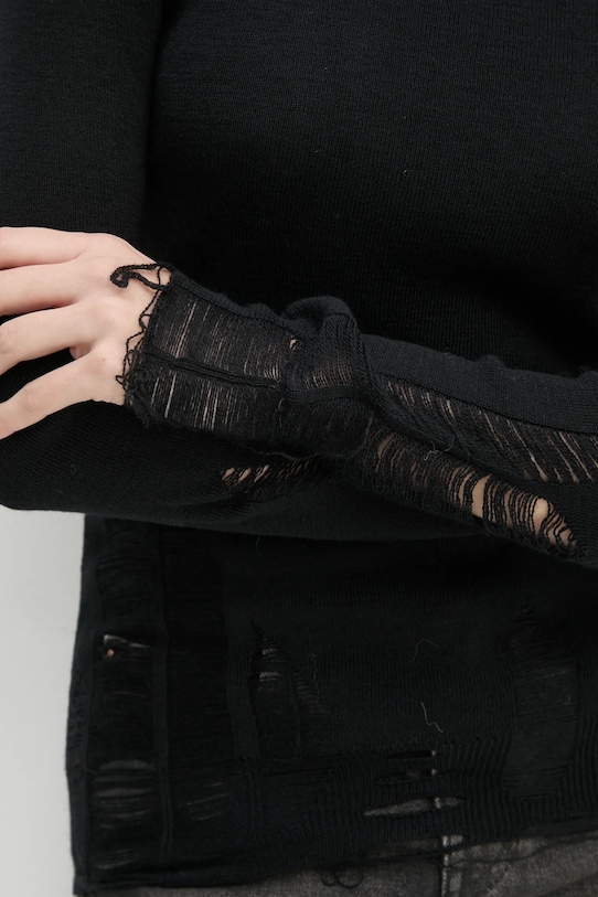 Vlnený sveter MM6 Maison Margiela S62HA0087.M13070 čierna