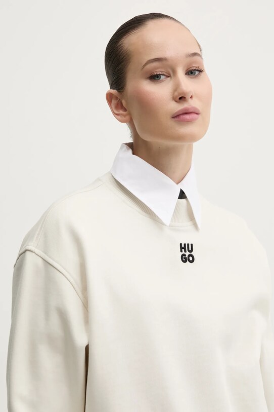 Bombažen pulover HUGO bež 50527463