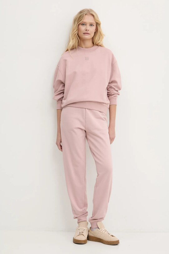 Bavlněná mikina HUGO 50527463 růžová SS25