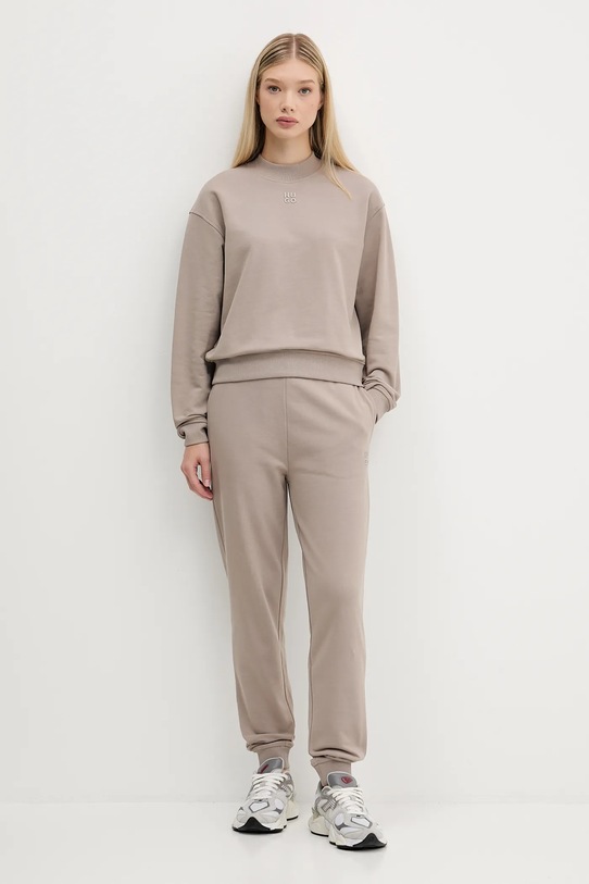 Bavlnená mikina HUGO 50527463 béžová AW25