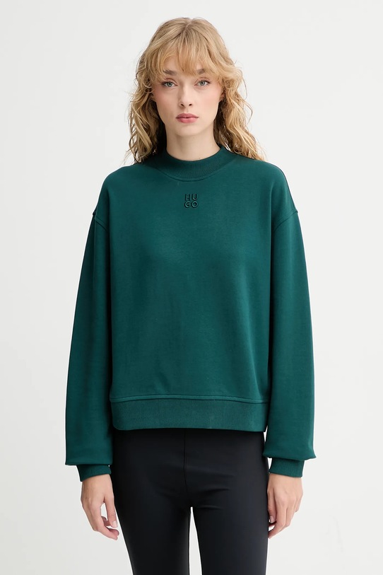 HUGO felpa in cotone applique verde 50527463