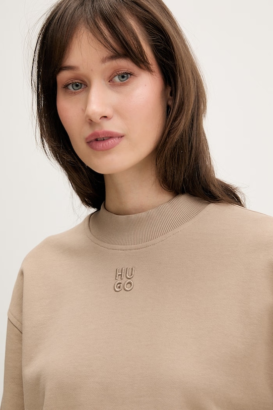 HUGO μπλούζα γυναικεία βαμβακερή Daxandria μπεζ 50527463