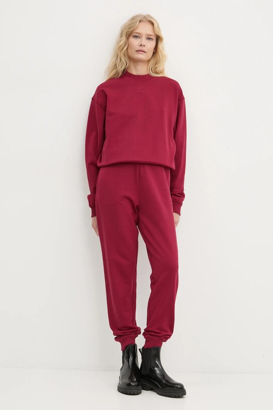 HUGO hanorac de bumbac 50527463 burgundia SS25