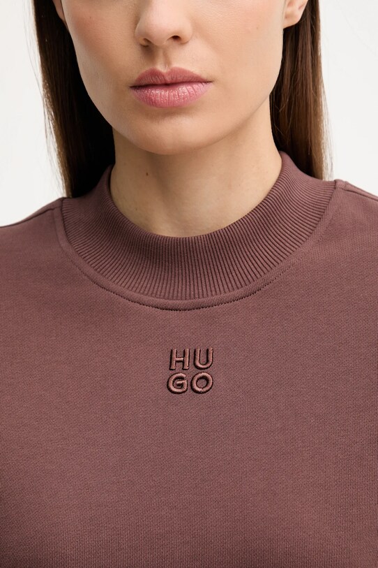 HUGO bluza bawełniana brązowy 50527463