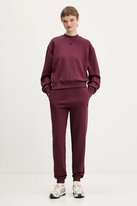 HUGO bluza bawełniana Daxandria 50527463 bordowy AW25