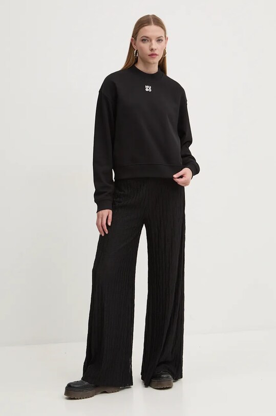 Хлопковая кофта HUGO 50527463 чёрный AW25