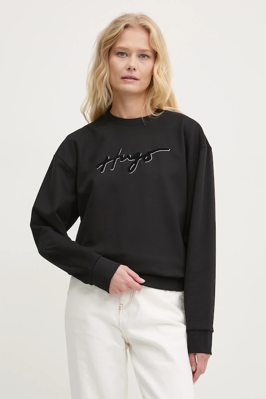 HUGO hanorac de bumbac imprimeu negru 50528579