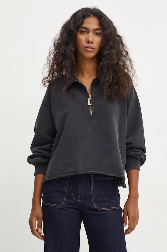 Victoria Beckham hanorac de bumbac uni gri 1424JSS005891A