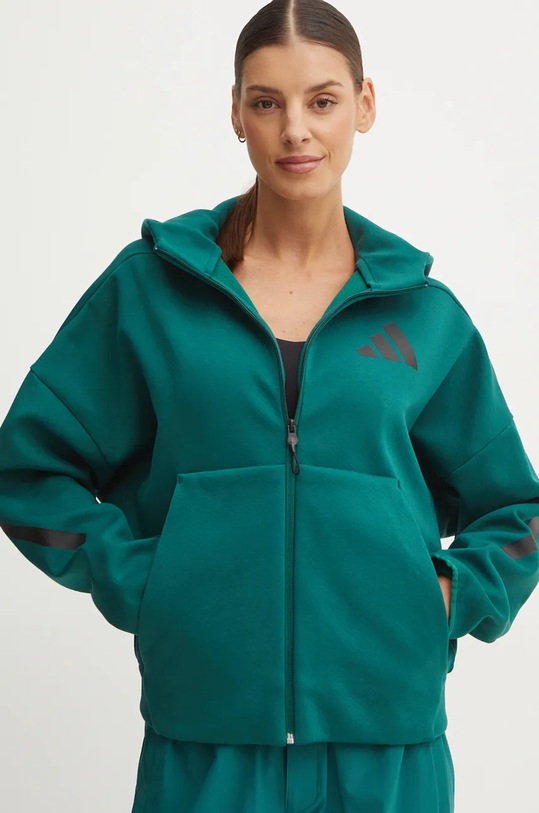 Суичър adidas ZNE с качулка зелен JF8887