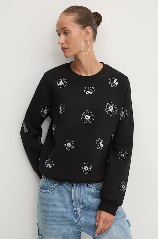 Desigual bluza JOYA aplikacja czarny 24WWSK32