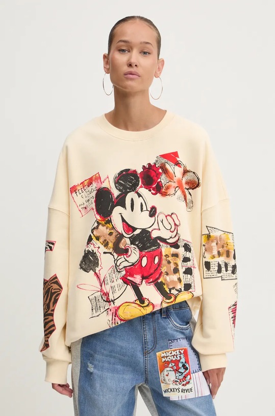Бавовняна кофта Desigual MICKEYOVERSIZE бавовна бежевий 24WWSK35