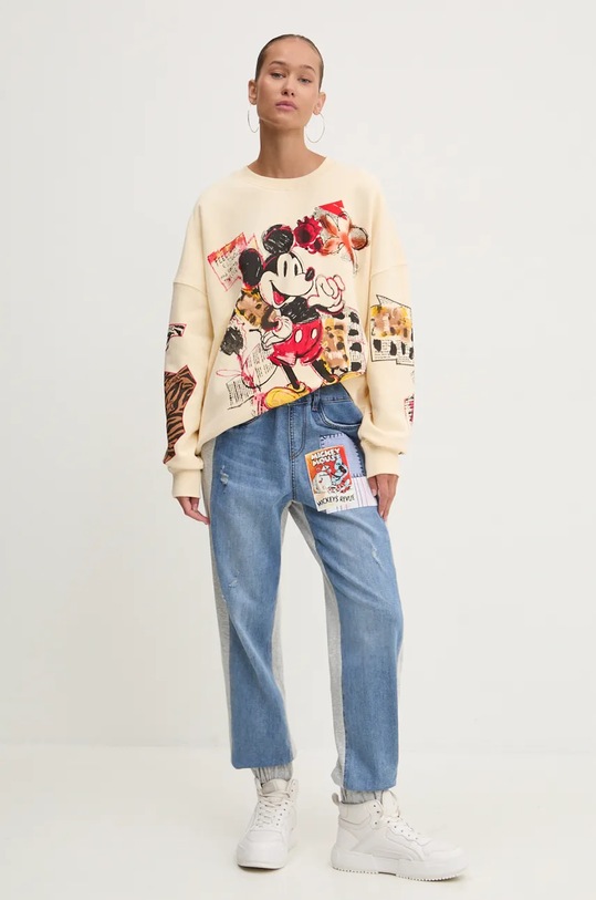 Бавовняна кофта Desigual MICKEYOVERSIZE 24WWSK35 бежевий AW24