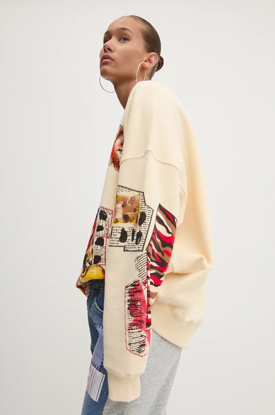 Бавовняна кофта Desigual MICKEYOVERSIZE бежевий 24WWSK35