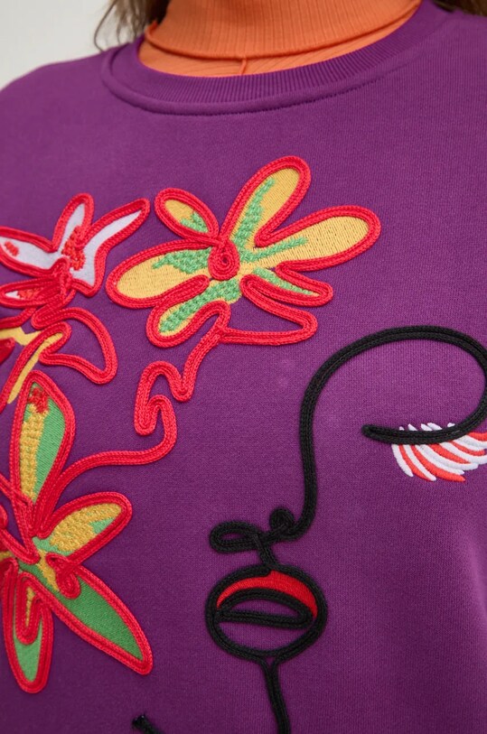 Βαμβακερή μπλούζα Desigual LADY 24WWSK16 μωβ