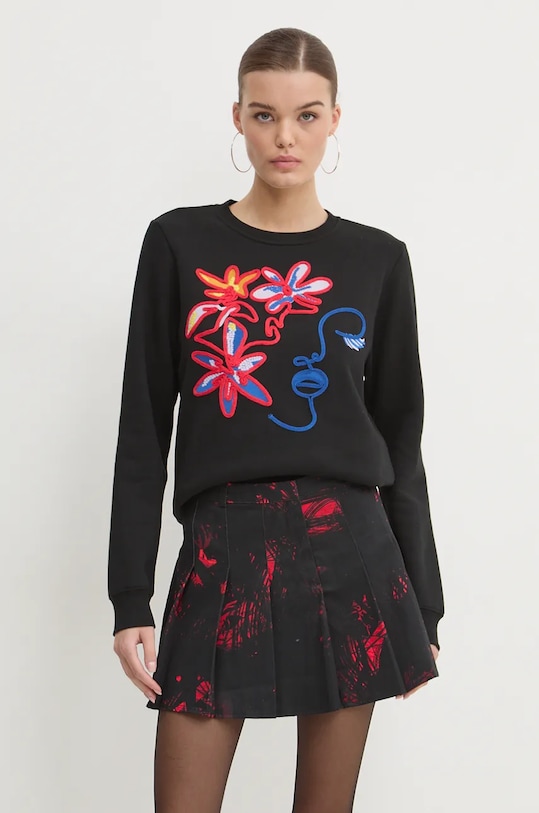 Desigual hanorac de bumbac LADY imprimeu negru 24WWSK16