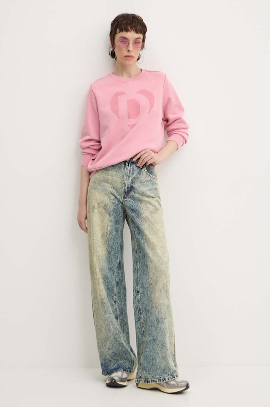 Desigual bluza bawełniana STRASS 24WWSK08 różowy AW24