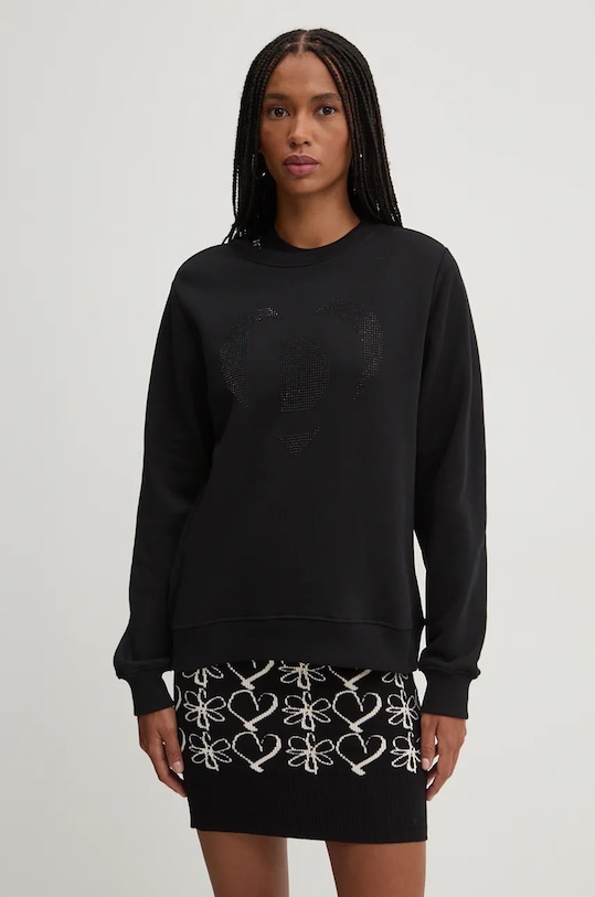 Desigual bluza bawełniana STRASS aplikacja czarny 24WWSK08