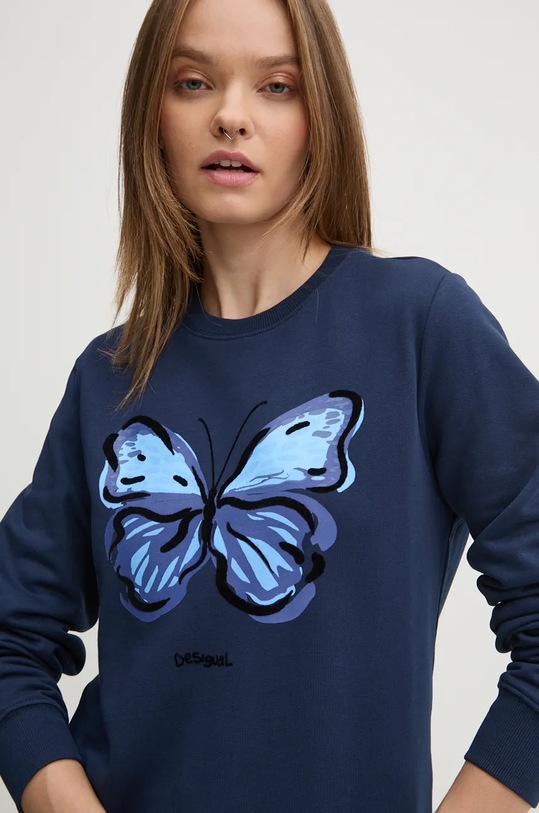 Desigual bluza bawełniana BUTTERLY granatowy 24WWSK05