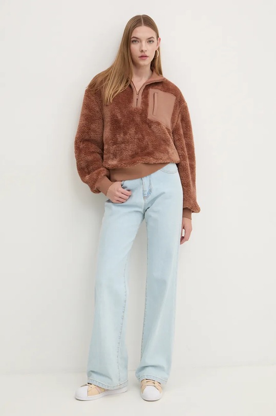 Fleecová mikina UGG bez kapuce hnědá 1158750