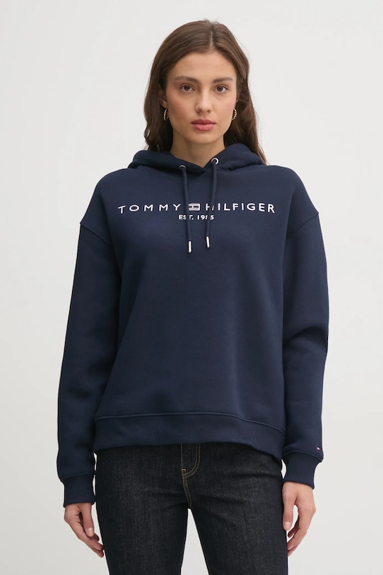 Mikina Tommy Hilfiger s kapucňou tmavomodrá WW0WW43598